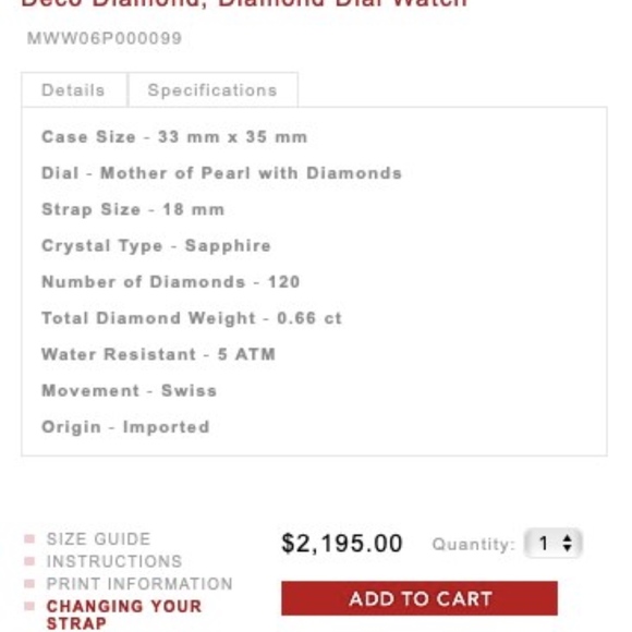 Michele Deco Diamond, Diamond Dial Watch - Picture 5 of 5